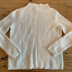 Caslon Mock Turtleneck Cable Knit Sweater Cotton Poly Women’s Cream M‎ Preloved
